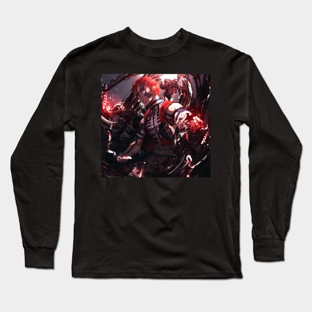 Bloody Demon Akaza Long Sleeve T-Shirt by Valoka